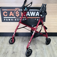 Aidacare Aspire Foldable Rollator Walker Seat Red 130kg Weight Limit