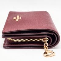 Coach Snap Wallet in Crossgrain Leather Dark Wine CCM75 Bifold