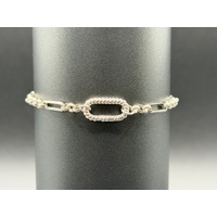 Ladies 925 Sterling Silver Paperclip & Belcher Link Bracelet
