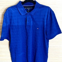 Tommy Hilfiger Jacquard Striped Polo Shirt Regular Fit Men's Size M Classic Casual Designer Top