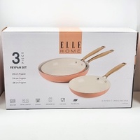 Elle Home EH3PFSAW 3 Piece Frypan Set Apricot Wash Non Stick Induction