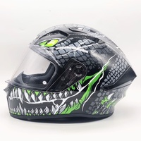 SMK GL268 Stellar Taotei Full Face Helmet Black Grey Green Size M