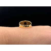 Mens 9ct Yellow Gold Black Onyx & Diamond Ring