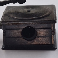 Antique Metal Gramophone Pencil Sharpener Vintage Desk Collectible Retro Office Decor