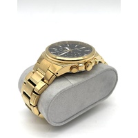 Citizen Gold Tone Stainless Steel Chronograph Quartz Mens Watch Black Dial