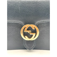 Gucci Dollar Calfskin Interlocking G Chain Shoulder Bag Small Black