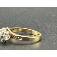 Ladies 9ct Yellow Gold Diamond Cluster Ring