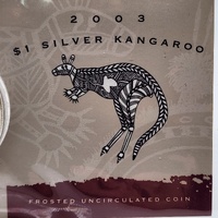 2003 Royal Australian Mint $1 Frosted Uncirculated Silver Kangaroo Coin