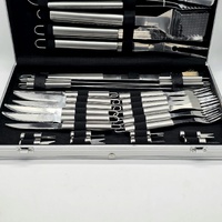 30pc Stainless Steel BBQ Grill Tool Set Utensils Kit Silver Hard Case