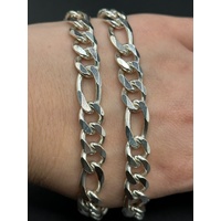 Mens Solid 925 Sterling Silver Figaro Link Necklace