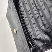 Ted Baker Joanaa Bow Detail Crossbody Bag Black Saffiano Faux Leather Gold Chain Shoulder