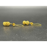 Ladies 21ct Yellow Gold Peanut Design Dangle Earrings