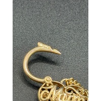 Ladies 9ct Yellow Gold Mum Heart Locket Belcher Link Bracelet
