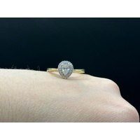 Ladies 9ct Yellow Gold Diamond Halo Ring
