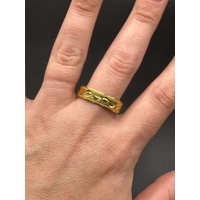 Unisex 22ct Yellow Gold Lazer Cut Pattern Ring