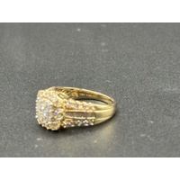 Ladies 14ct Yellow Gold Diamond Cluster Ring