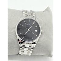 Calvin Klein Mens Quartz Watch K4N211 Silver Steel Black Dial Boxed