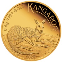 2025 Perth Mint Mini Kangaroo Gold Coin 0.5g 9999 Fine Gold $2 Australia in Card