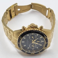 Chisel Men's Gold Tone Chronograph Watch 100M Black Dial Stainless Steel 
