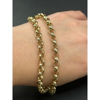 Ladies 9ct Yellow Gold Round Belcher Link Heart Clasp Necklace