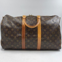 Louis Vuitton Keepall 45 Monogram Canvas Duffle Travel Bag Brown + COA