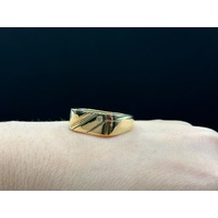 Mens 9ct Yellow Gold Diamond Signet Ring