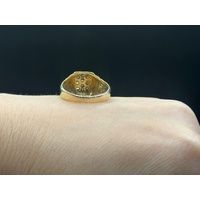 Mens 9ct Yellow Gold Diamond Signet Ring
