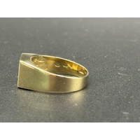 Mens 9ct Yellow Gold Diamond Signet Ring