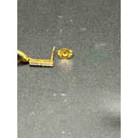 Ladies 9ct Yellow Gold Brown Quartz & CZ Drop Earrings