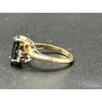 Ladies 18ct Yellow Gold Blue Sapphire & Diamond Ring