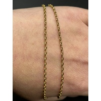 Ladies 9ct Yellow Gold Belcher Link Chain & Double Heart Diamond Pendant