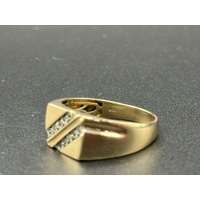 Mens 9ct Yellow Gold Diamond Signet Ring