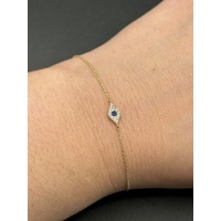 Ladies 14ct Yellow Gold Blue & White Stone Evil Eye Bracelet