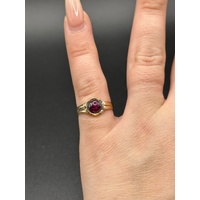 Ladies 18ct Yellow Gold Red Gemstone Solitaire Ring Size K