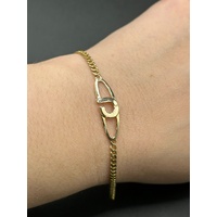 Unisex 18ct Yellow Gold Curb Link Patterned Plaque Bracelet