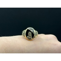 Mens 10ct Yellow Gold Diamond & Black Onyx Initial “A” Ring