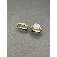 Ladies 9ct Yellow Gold Diamond Bridal Ring Set