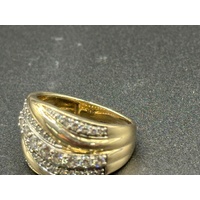 Ladies 10ct Yellow Gold Diamond Cluster Ring