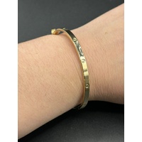 Ladies 18ct Yellow Gold Oval Hinged Bangle Bracelet 