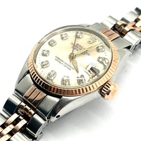 Vintage Rolex Datejust Lady 6517 26mm 18K Rose Gold Automatic MOP Diamond Dial