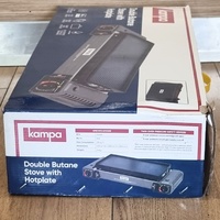 Kampa KAMPA6012 Double Butane Gas Camping Stove 2 Burner with Hotplate