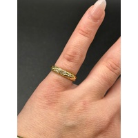 Ladies 18ct Yellow Gold Diamond Patterned Band Ring