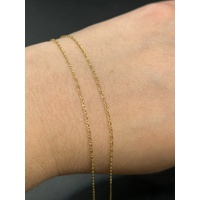 Unisex 9ct Yellow Gold Figaro Link Necklace & Letter M Pendant