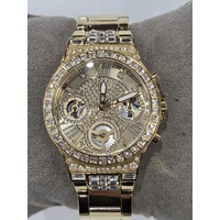 GUESS Ladies Gold Tone Crystal Set Multifunction Watch GW0320L2 36mm