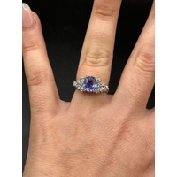 Ladies 18ct White Gold Blue Sapphire & Diamond Ring