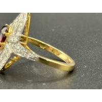Ladies 18ct Yellow Gold Ruby & Diamond Ring