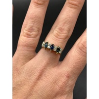 Ladies 14ct Yellow Gold Blue Sapphire & Diamond Ring