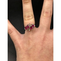 Ladies 18ct White Gold Pink Sapphire & Diamond Ring