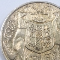 1966 Australian Round 50 Cent Coin 80% Silver Elizabeth II Royal Australian Mint