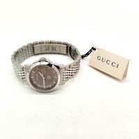 Gucci G-Timeless 126.5 26mm Ladies Watch YA1265007 Brown Dial Steel Bracelet
